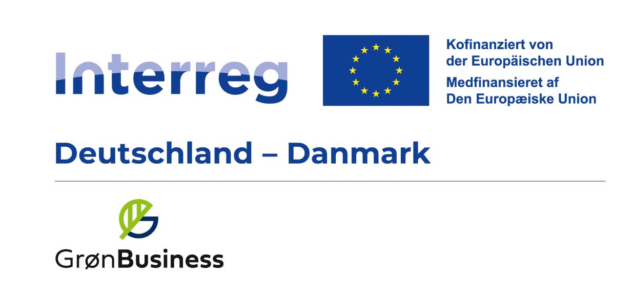 Logoabbinder: Logo des Interreg Deutschland-Dänemark-Projektes und des Projektes GronBusiness