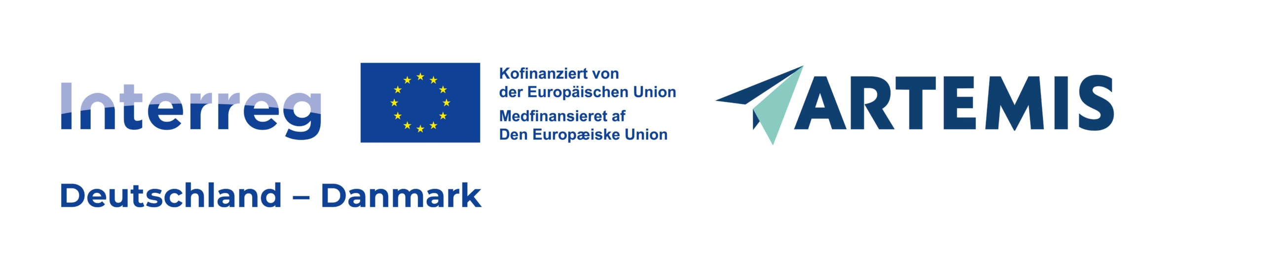 Logo-Abbinder: links das Logo des Interreg-Projektes Deutschland-Dänemark, rechts das Logo des ARTEMIS-Projektes