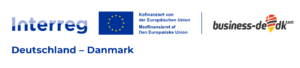 Logo des Interreg Projekts "business-de-dk". Dies ist ein deutsch-dänischen Projekt, das die Zusammenarbeit in der Grenzregion fördert.